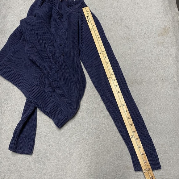 Lilly Pulitzer Sweater Medium Blue Cable Knit Crewneck Preppy Cotton - Picture 6 of 7